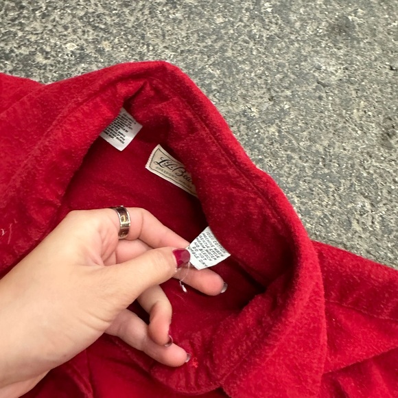 L.L Bean Vintage 70s Flannel Button Up Shirt Solid Red Women’s 14 - Picture 8 of 9